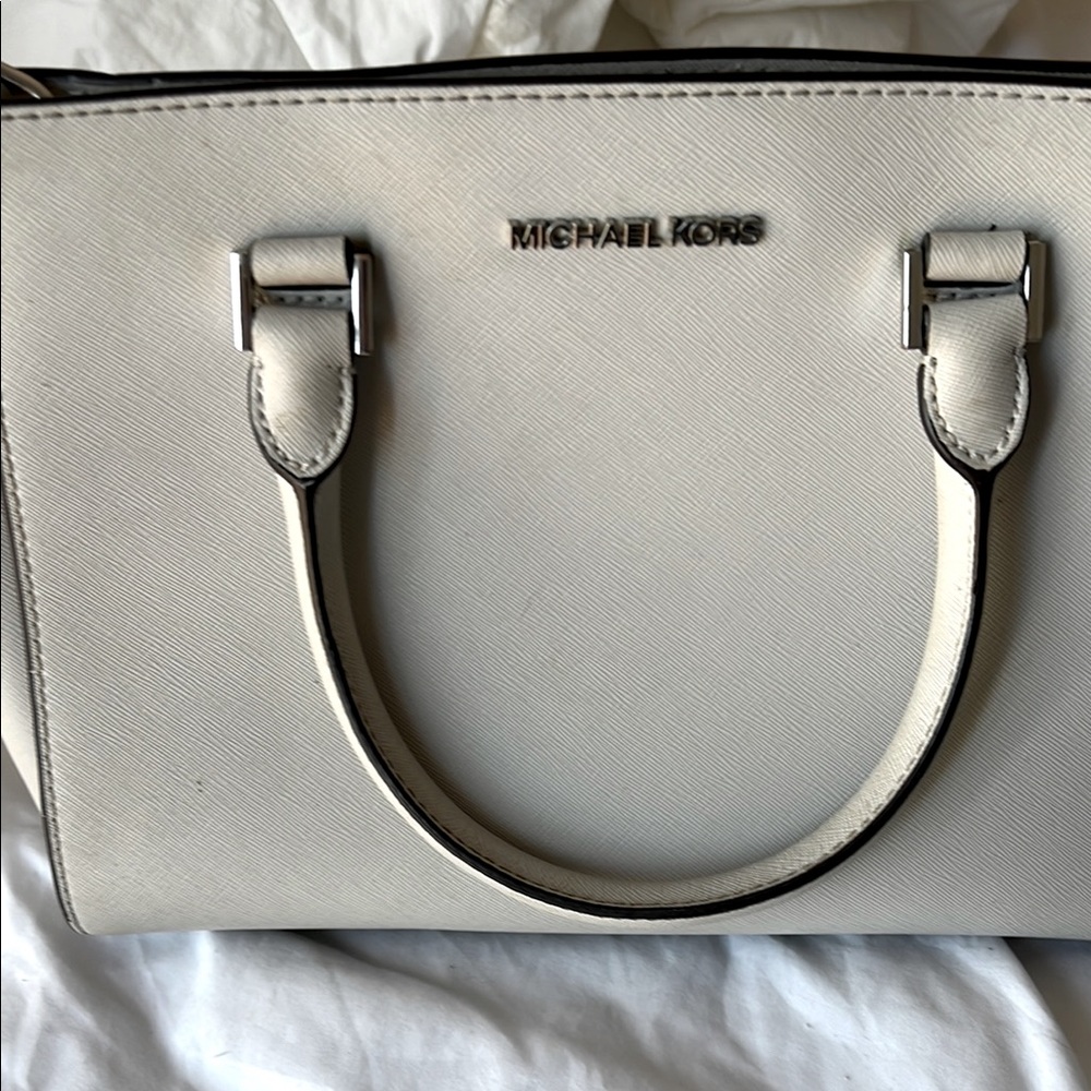 Michael Kors White Satchel with Silver Hardware